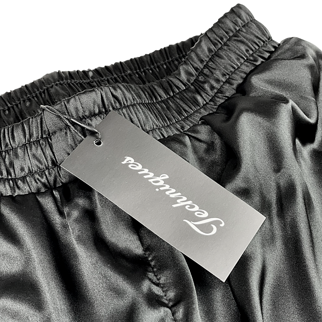 Rose Retro Boxing Shorts with Embroidery Black