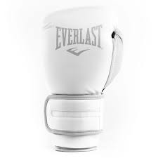 Everlast Powerlock 2 Hook & Loop Boxing Gloves - Impact-absorbing training gloves with full-grain leather. White