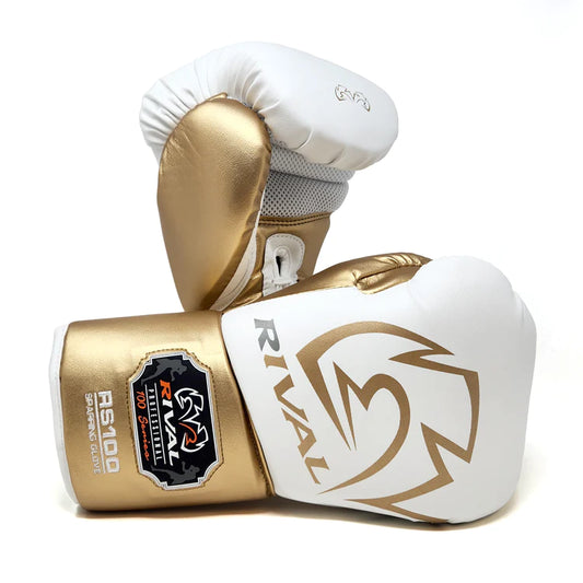 RS100 Sparring Glove: Professional boxing gear, hand protection White Gold Main View