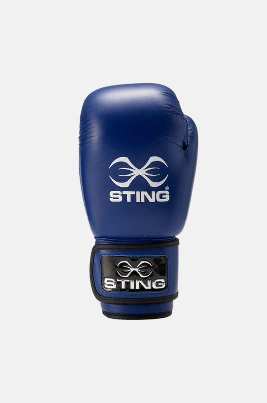 AIBA Competition Gloves by Sting, Officially Approved Blue Back View