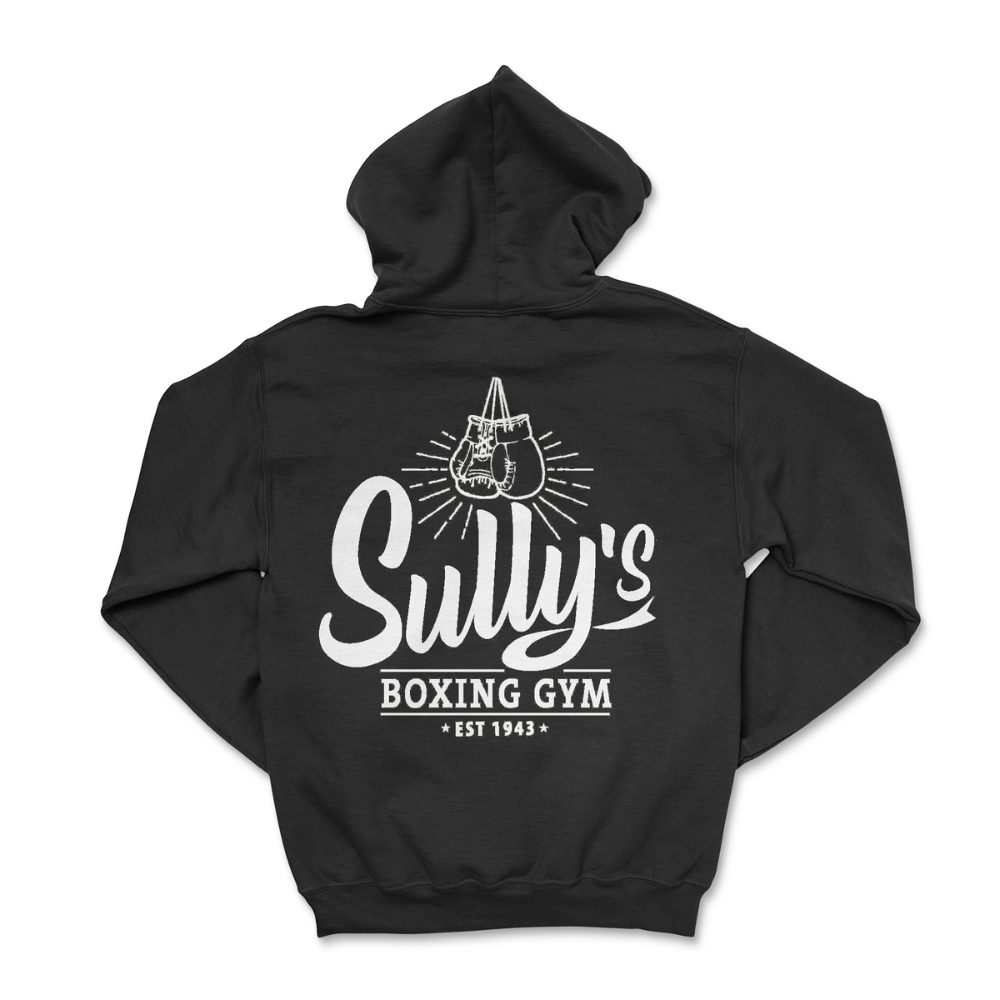 Sully's Classic Hoodie - Boxing, Muay Thai gloves. Back View