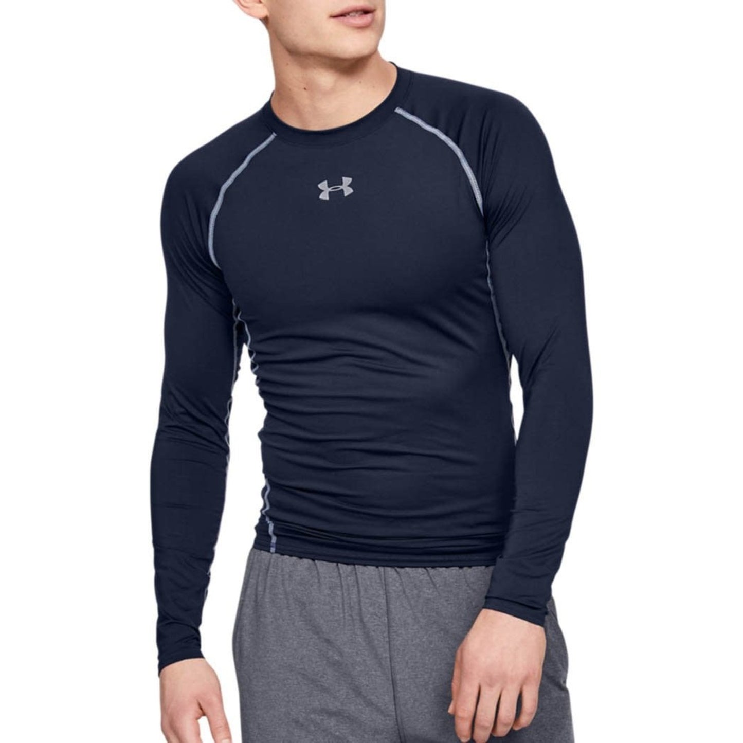 HeatGear Long Sleeve Rashguard, moisture-wicking technology, UPF 50+ protection, Under Armour. Black View