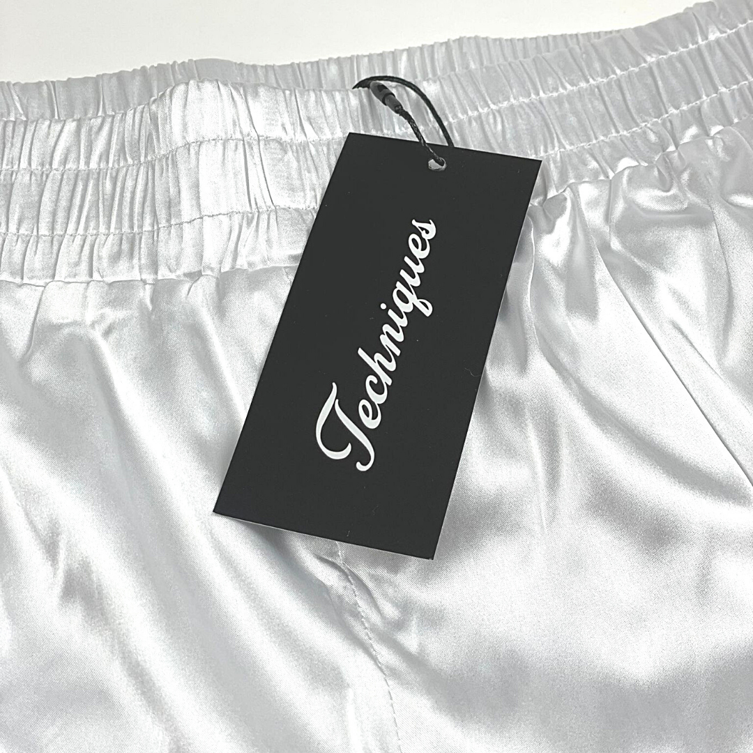 Rose Retro Boxing Shorts with Embroidery White