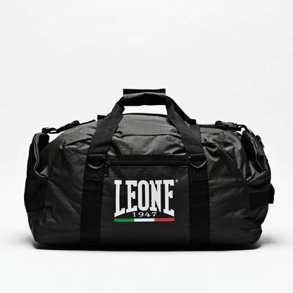 Leone Sport Backpack Bag with Retractable Straps Front ViewLeone Black Edition Backpack Bag - Boxing gym bag with sturdy shoulder straps Front View