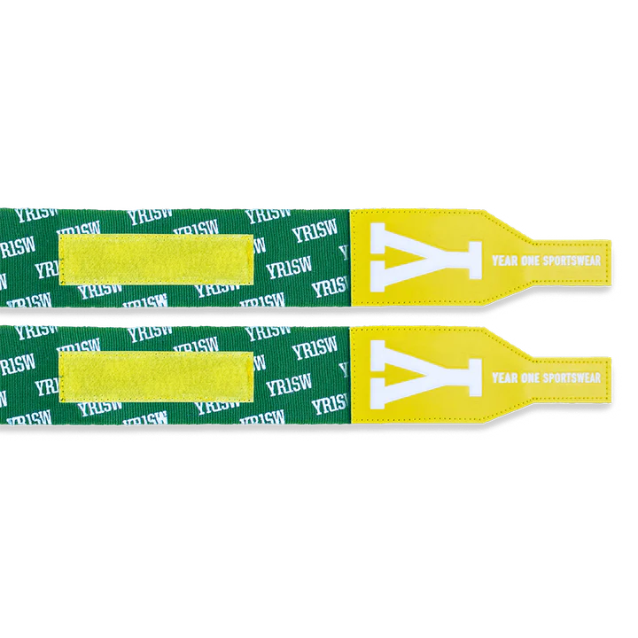 YR1SW Hand Wraps - Boxing & Martial Arts protective gear. Yellow and Green Velcro View
