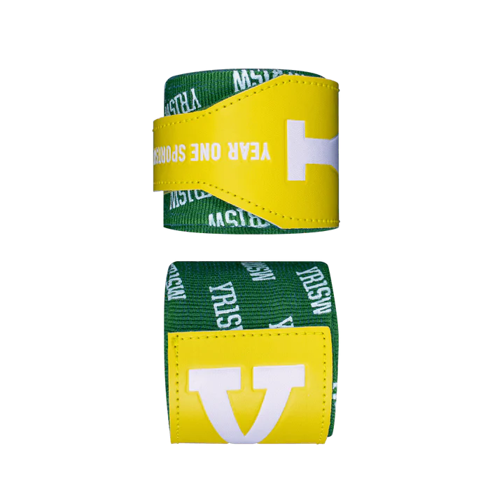 YR1SW Hand Wraps - Boxing & Martial Arts protective gear. Yellow and Green View